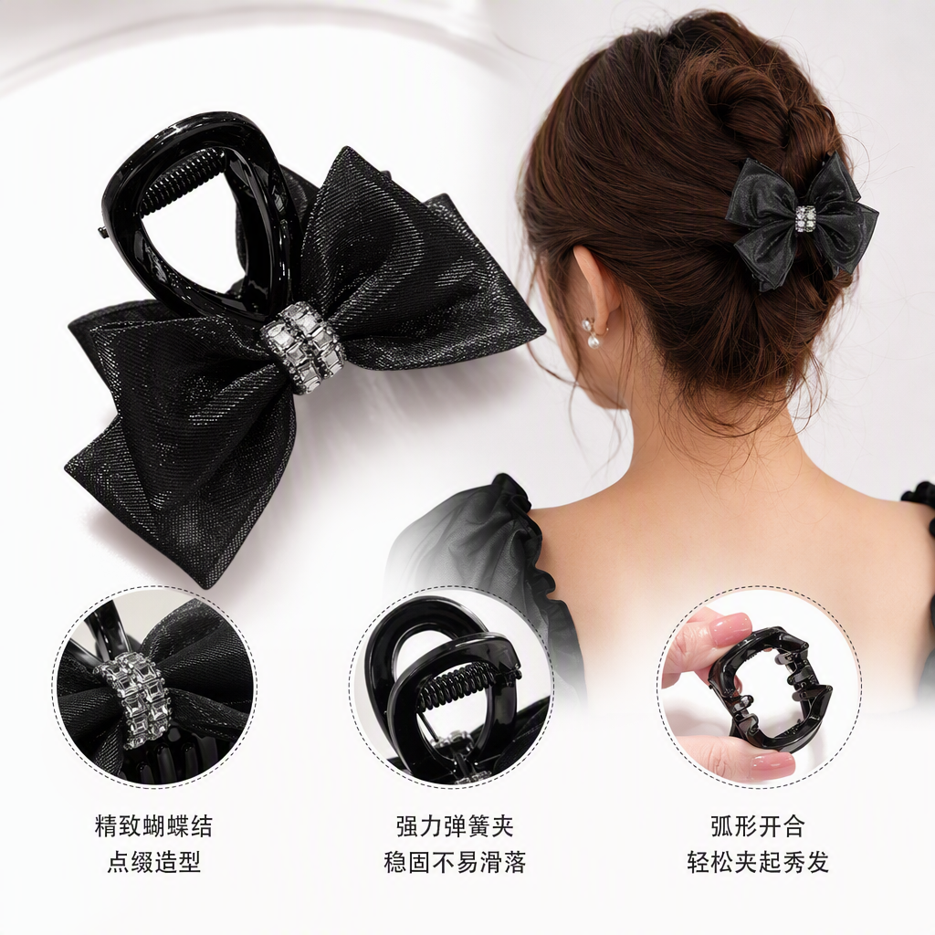 Заколка женская с шёлковым бантом оптом из Китая — фотография поставщика