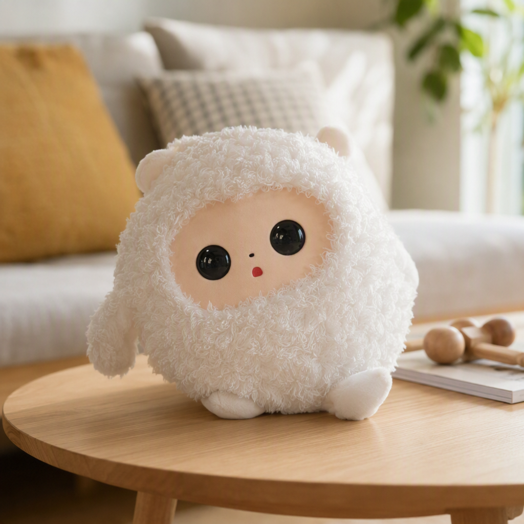 Игрушка-подушка белая плюшевая для малышей оптом из Китая — фотография 2