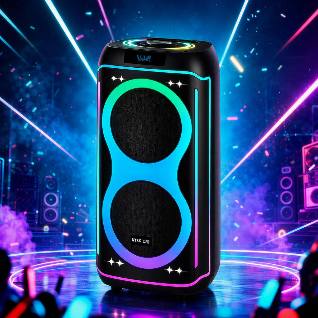 Колонка беспроводная чёрная с RGB-подсветкой оптом из Китая — фотография 2