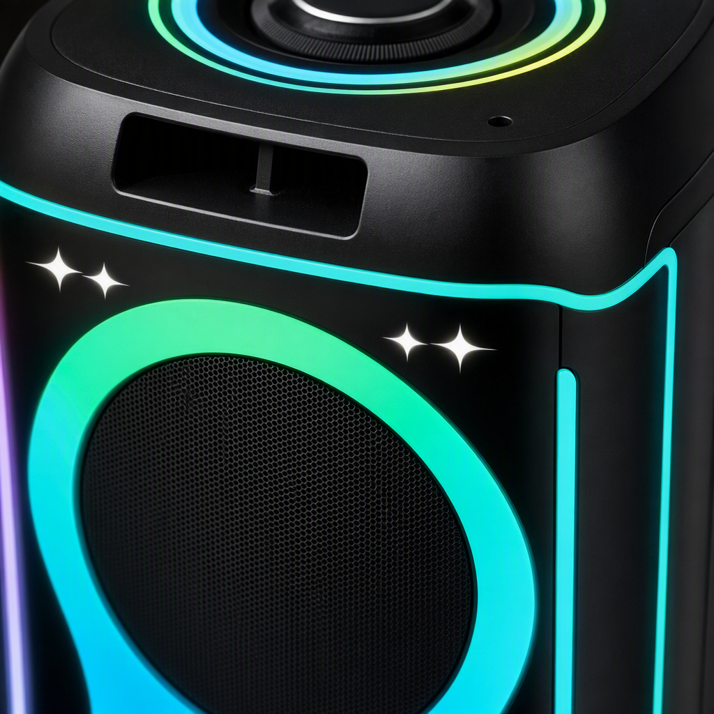 Колонка беспроводная чёрная с RGB-подсветкой оптом из Китая — фотография 3