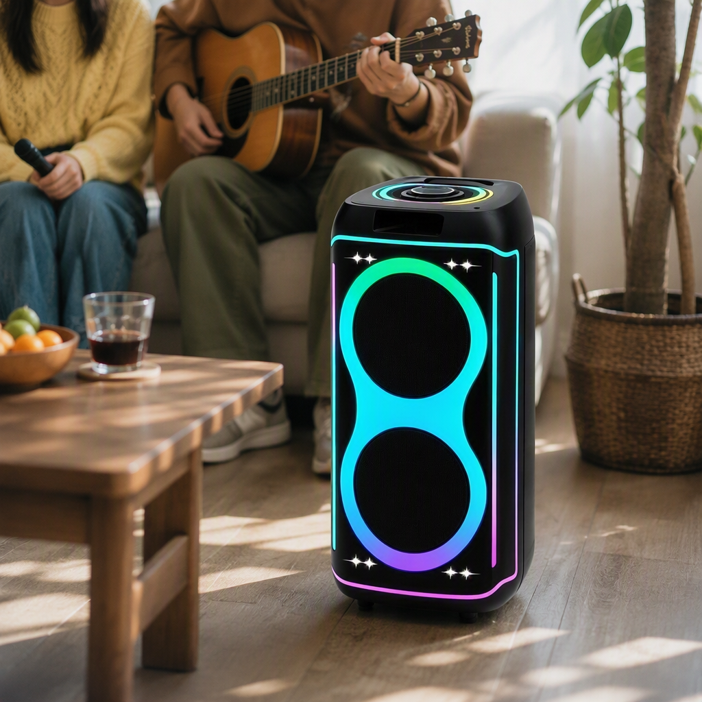Колонка беспроводная чёрная с RGB-подсветкой оптом из Китая — фотография 5