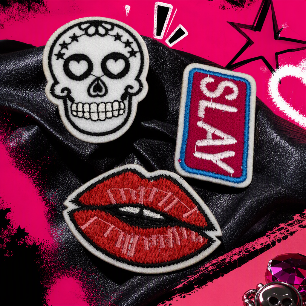 Нашивка с черепом и надписью SLAY оптом из Китая — фотография 3