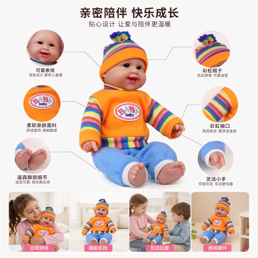 Кукла мягкая в разноцветной полосатой одежде оптом из Китая — фотография поставщика