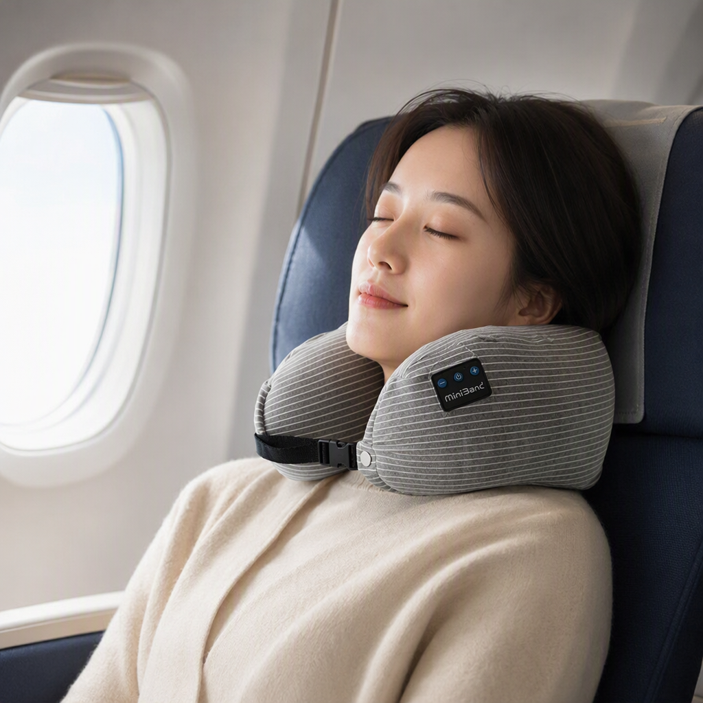 Подушка под шею с Bluetooth и микрогранулами оптом из Китая — фотография 2