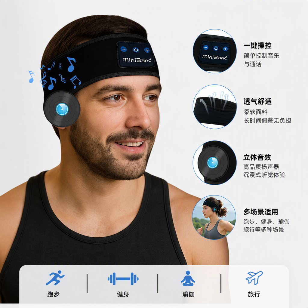 Повязка на голову спортивная с Bluetooth оптом из Китая — фотография поставщика