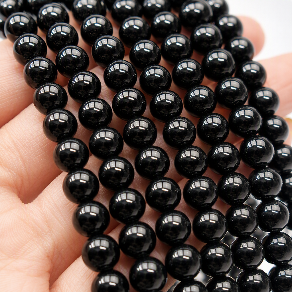 Браслет из чёрных круглых бусин оптом из Китая — фотография 4