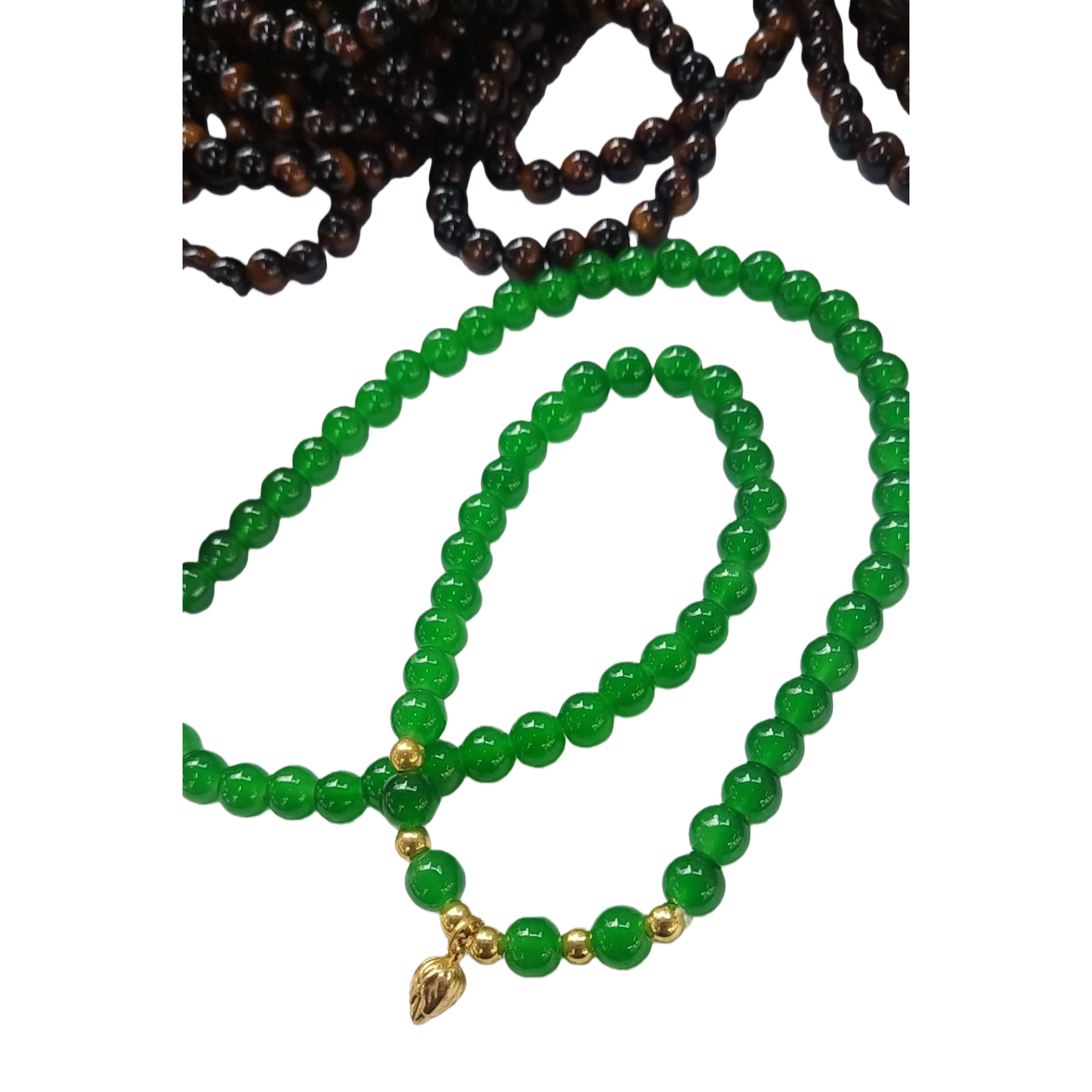 Ожерелье из зелёных бусин с подвесками-листьями оптом из Китая — фотография 5