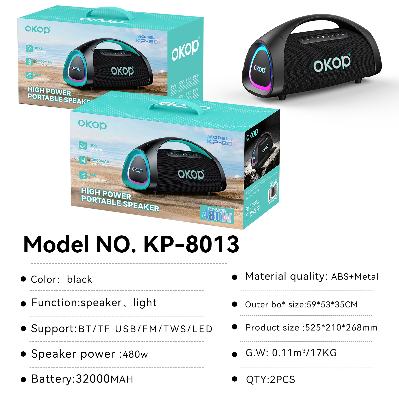 Колонка портативная 8013 с подсветкой RGB оптом из Китая — фотография 2