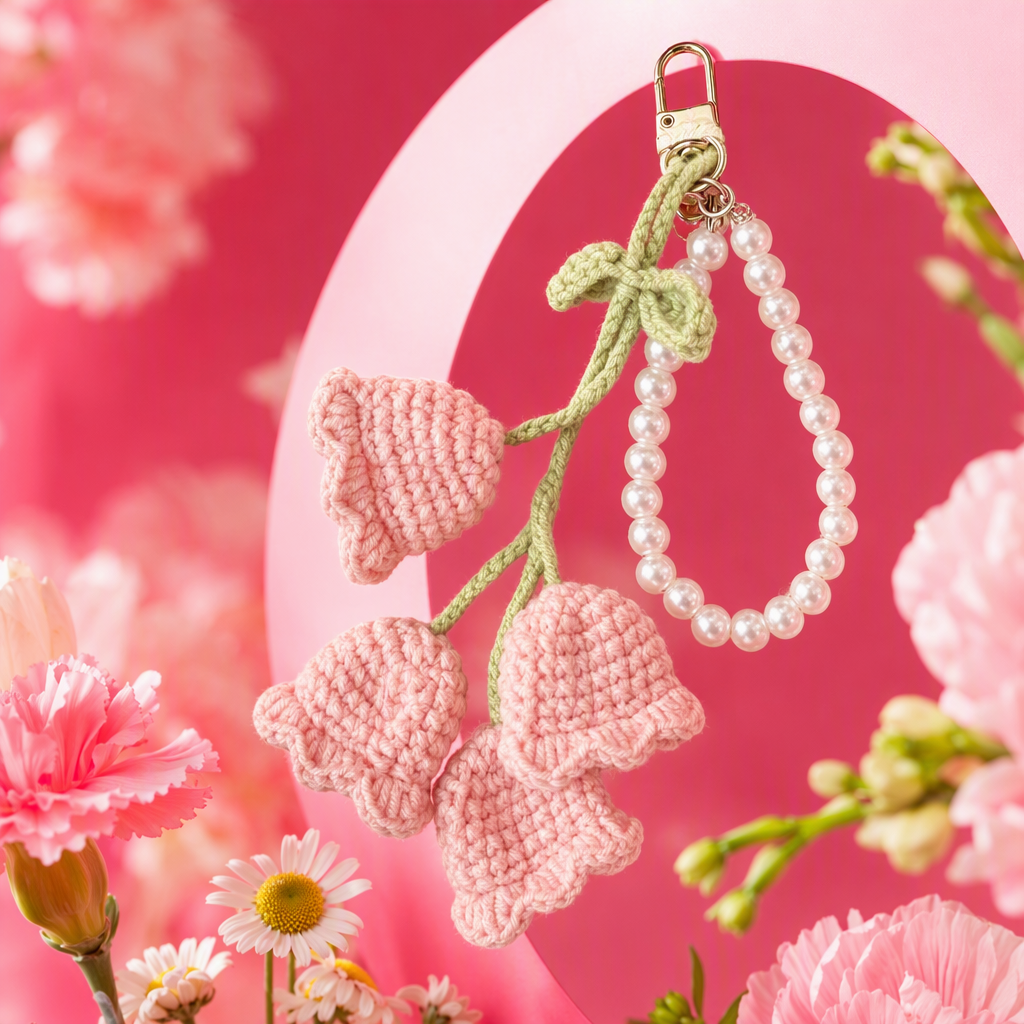 Брелок вязаный в виде тюльпана оптом из Китая — фотография 3