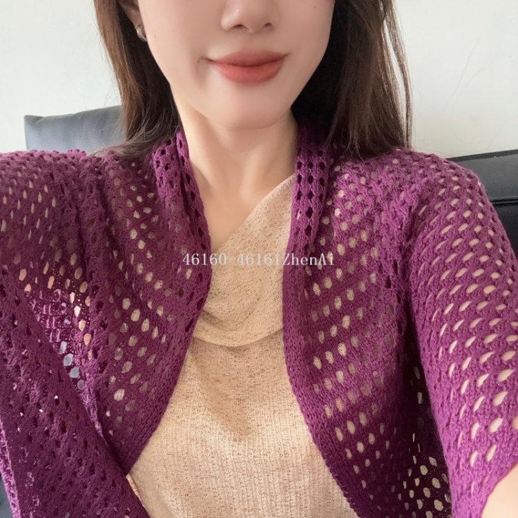 Шаль вязаная ажурная лёгкая оптом из Китая — фотография 2