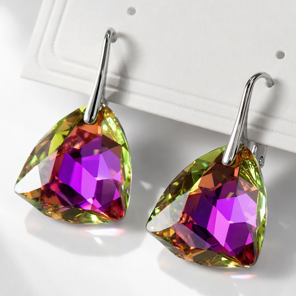 Серьги многогранные разноцветные оптом из Китая — фотография 4